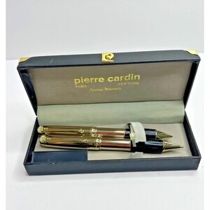 Vintage PIERRE CARDIN PEN & PENCIL SET Gold Tone Boxed Signed
